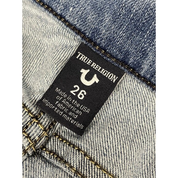 True Religion Jeans Womens 28 Relaxed Straight Distressed Ombre Raw Hem USA Y2K - Picture 7 of 15